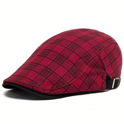 Linen-Cotton Plaid Flat Cap | WELLINGTON