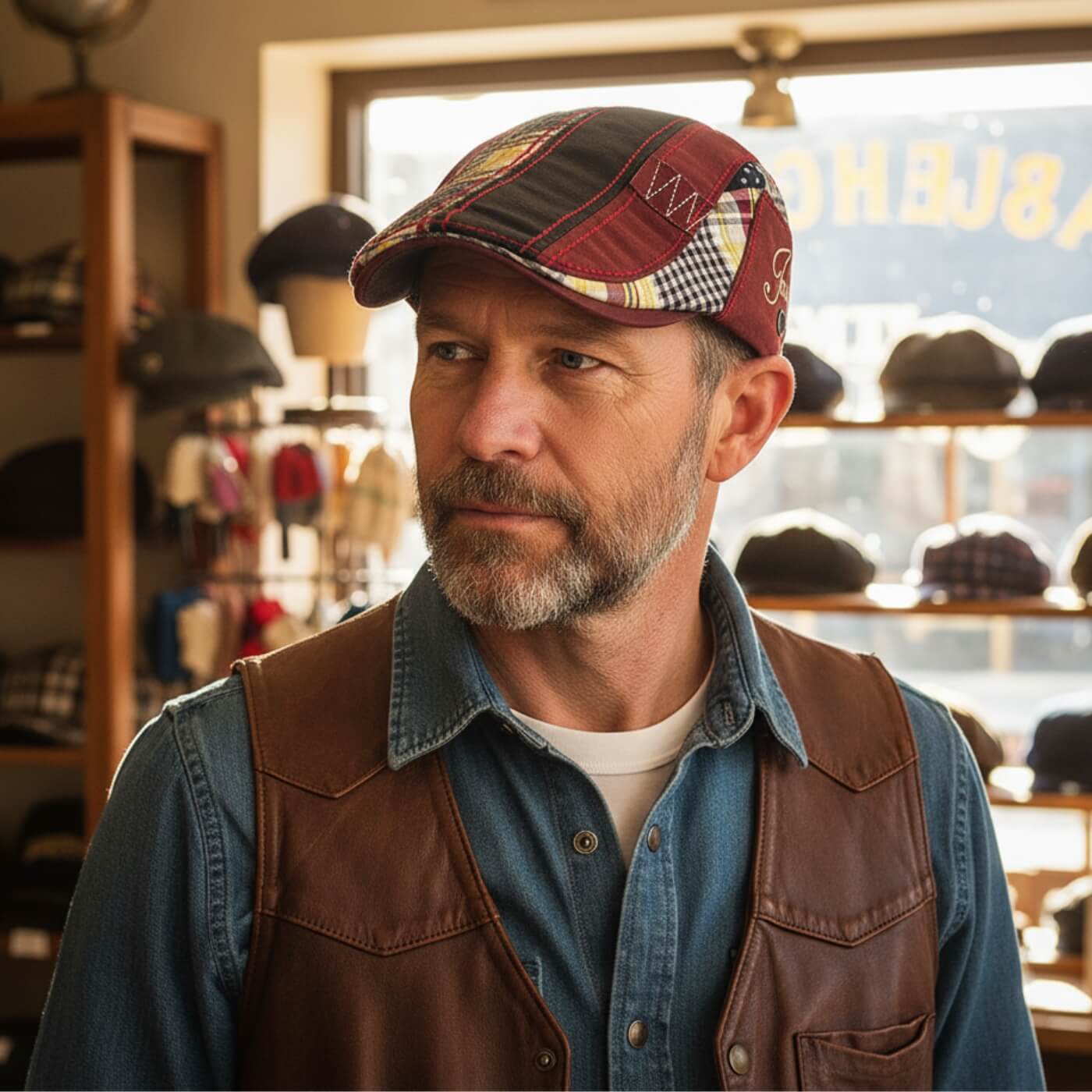 Patchwork Cotton Flat Cap | DELTA