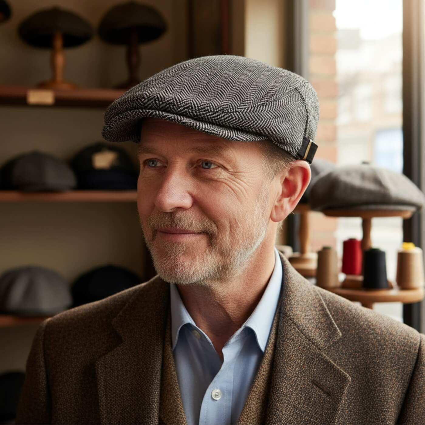 Herringbone Flat Cap | EVANSTON