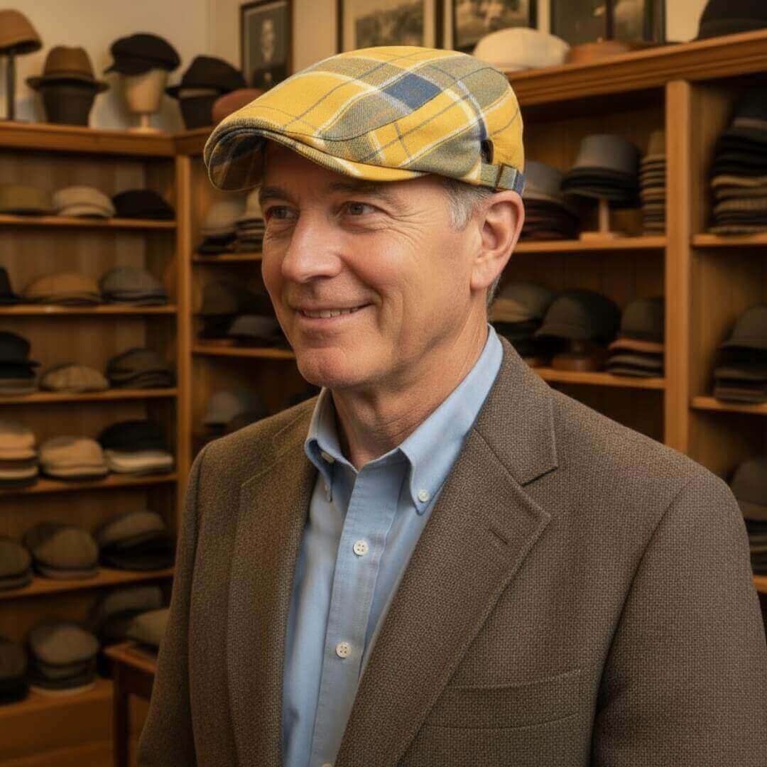 Plaid Cotton Flat Cap | JACKSONVILLE